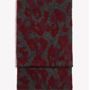 Rag and Bone Burgandy Leopard Print Mohair Alpaca Silk Scarf